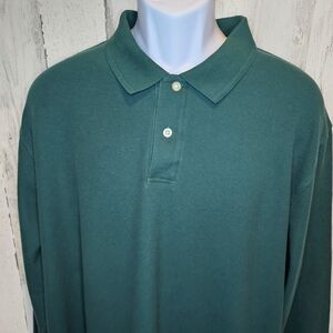 L.L. Bean Men’s Long Sleeve Polo Shirt - XL Regular - Green 100% Cotton LL Bean